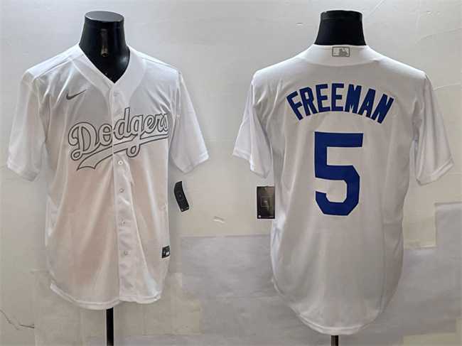 Men%27s Los Angeles Dodgers #5 Freddie Freeman White Fashion Cool Base Stitched Jersey->los angeles dodgers->MLB Jersey